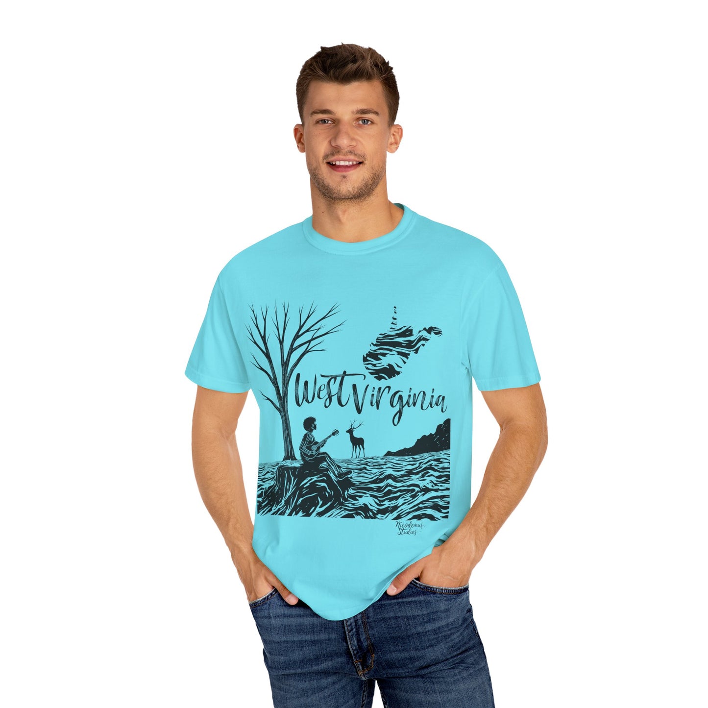 Unisex Garment-Dyed T-shirt | West Virginia Nature Scene-Nicodemus Studios