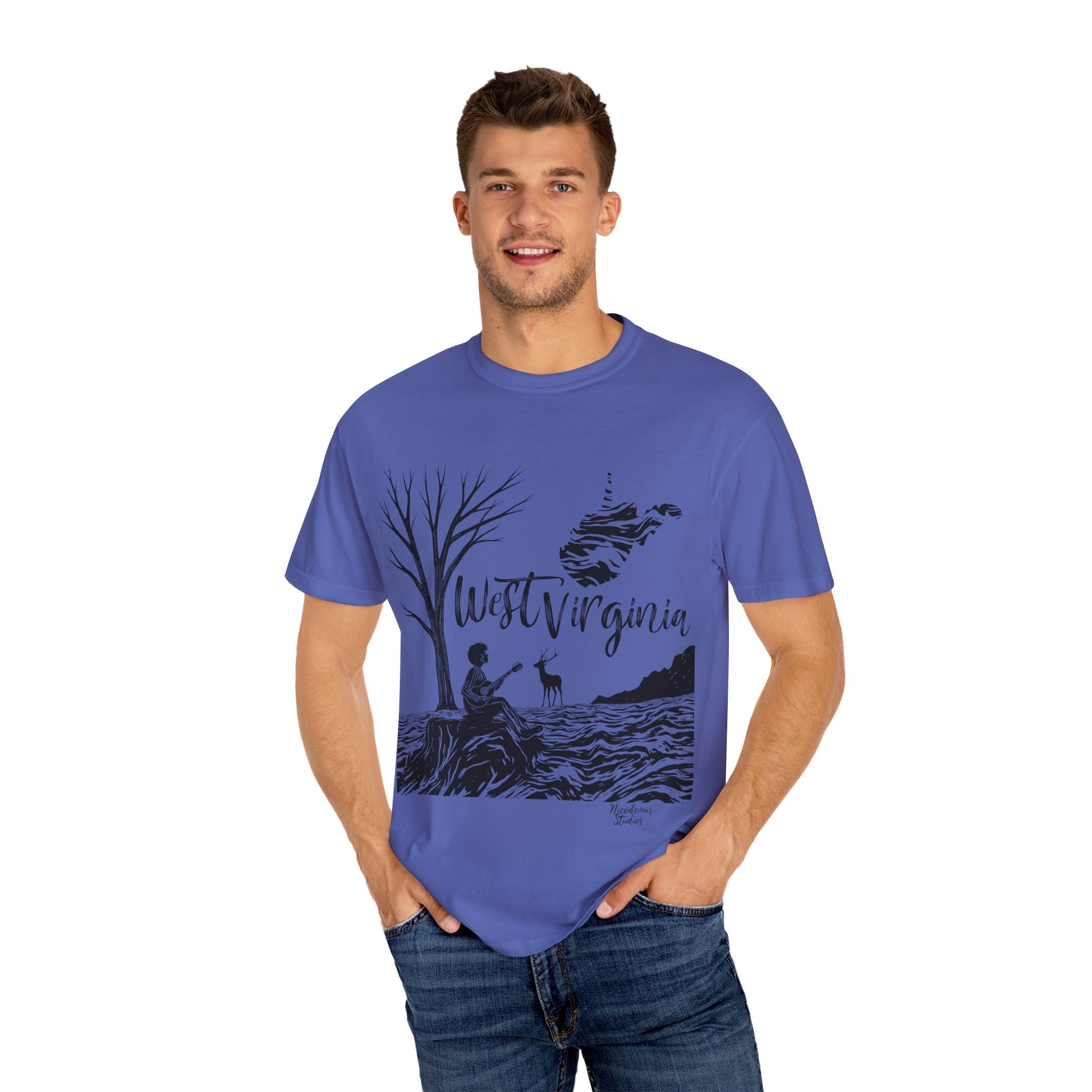 Unisex Garment-Dyed T-shirt | West Virginia Nature Scene-Nicodemus Studios