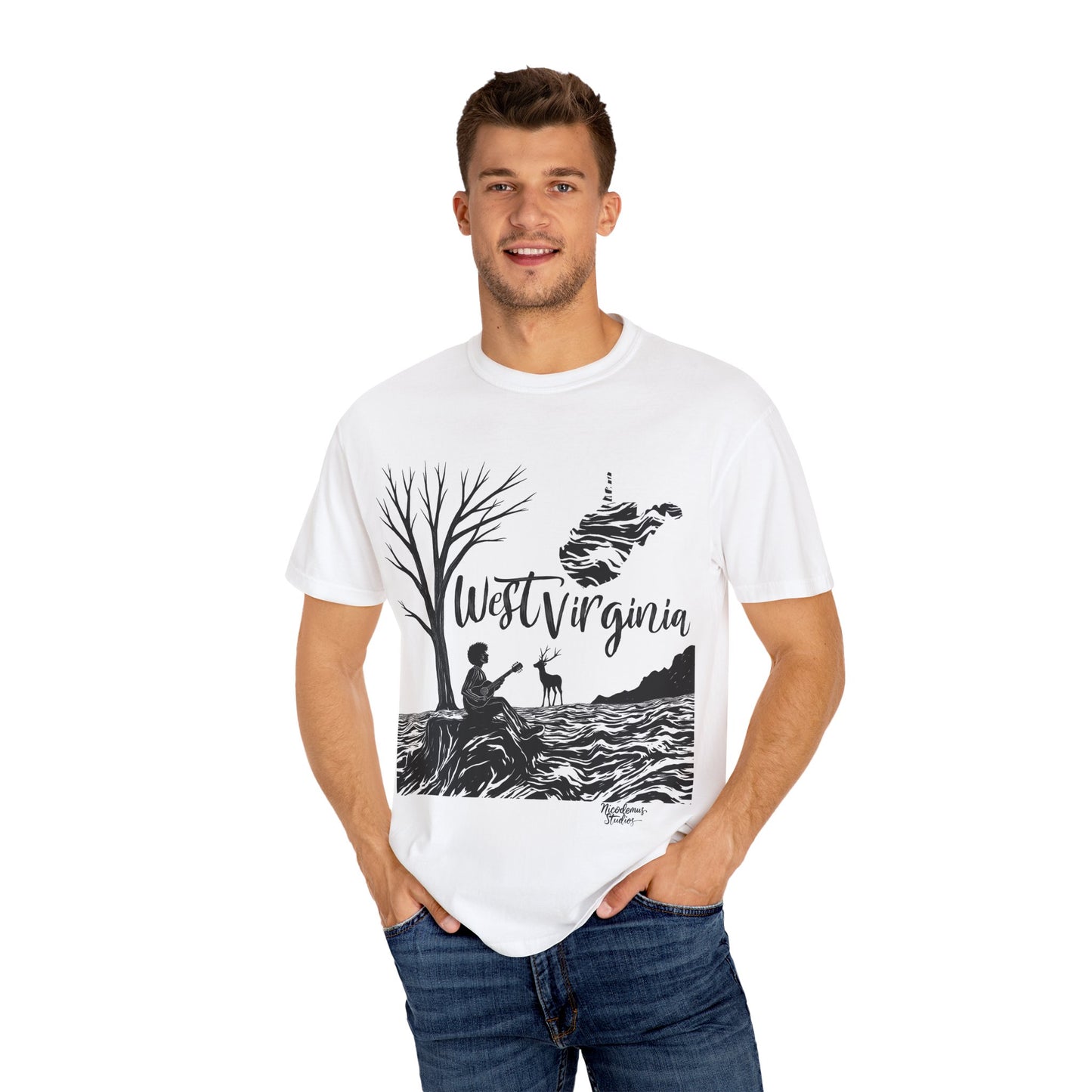 Unisex Garment-Dyed T-shirt | West Virginia Nature Scene-Nicodemus Studios