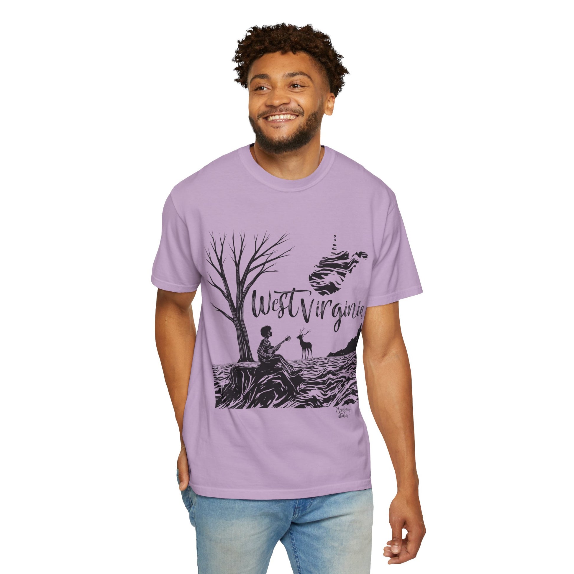 Unisex Garment-Dyed T-shirt | West Virginia Nature Scene-Nicodemus Studios
