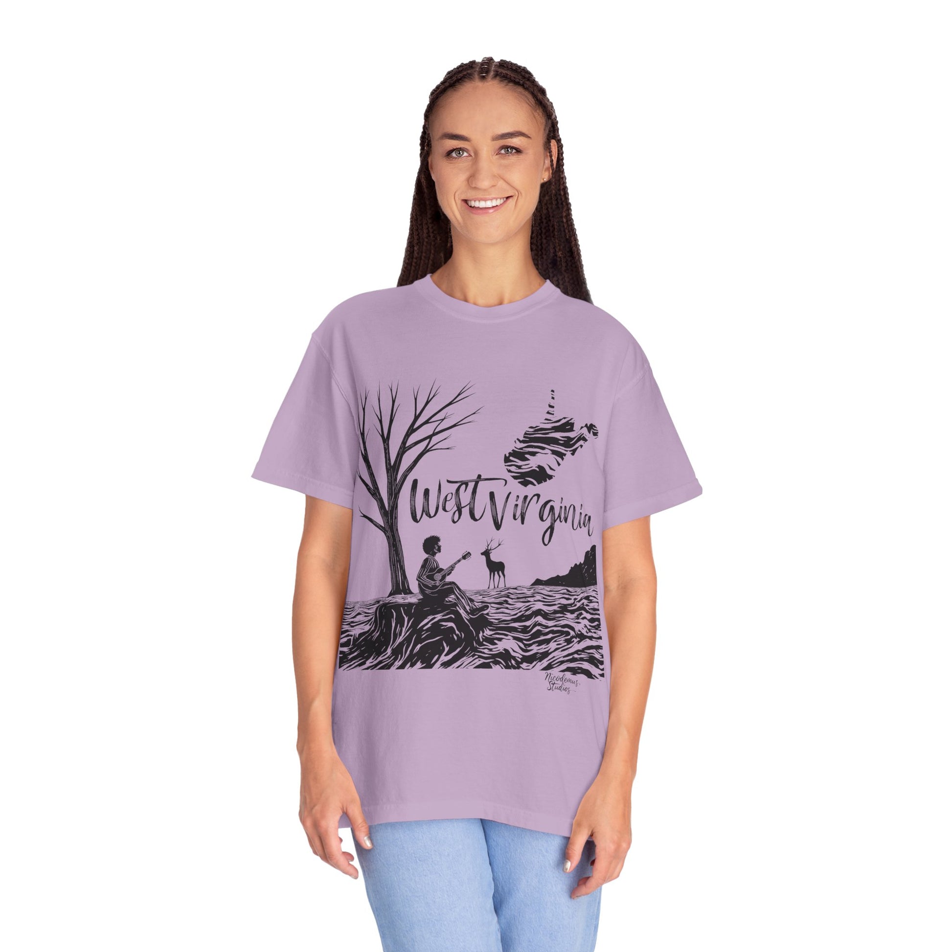Unisex Garment-Dyed T-shirt | West Virginia Nature Scene-Nicodemus Studios