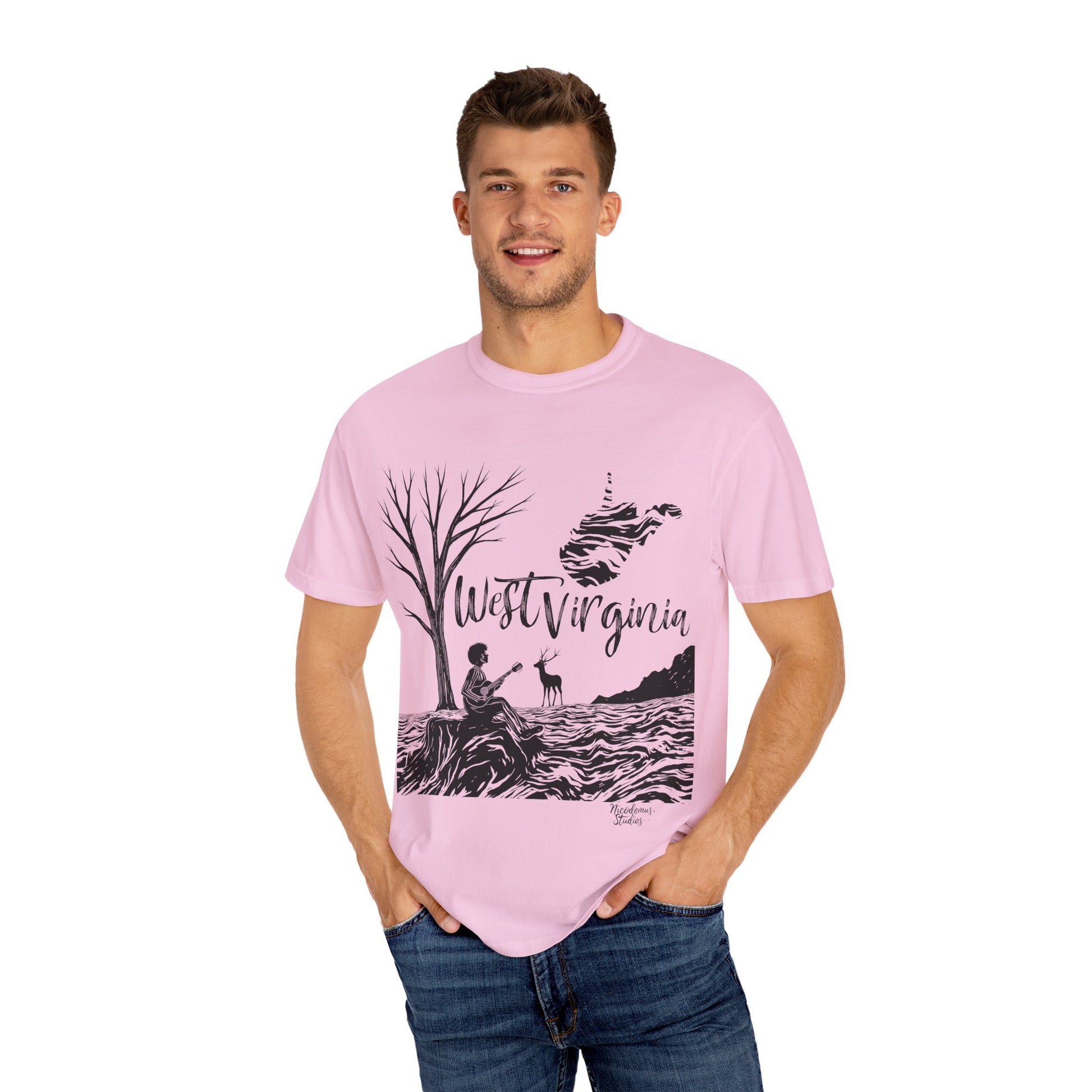 Unisex Garment-Dyed T-shirt | West Virginia Nature Scene-Nicodemus Studios
