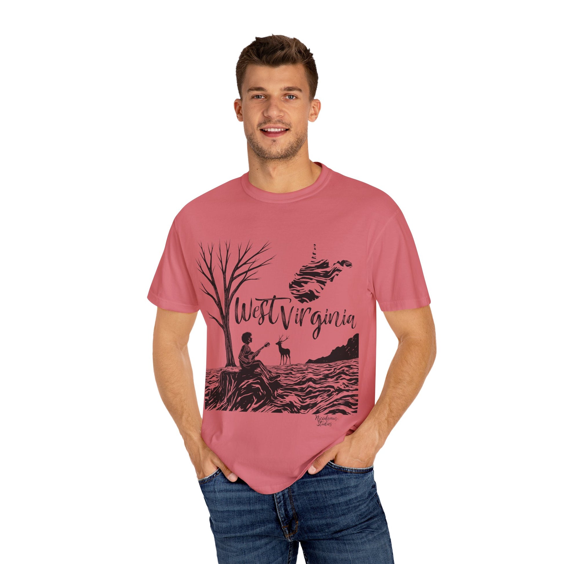 Unisex Garment-Dyed T-shirt | West Virginia Nature Scene-Nicodemus Studios