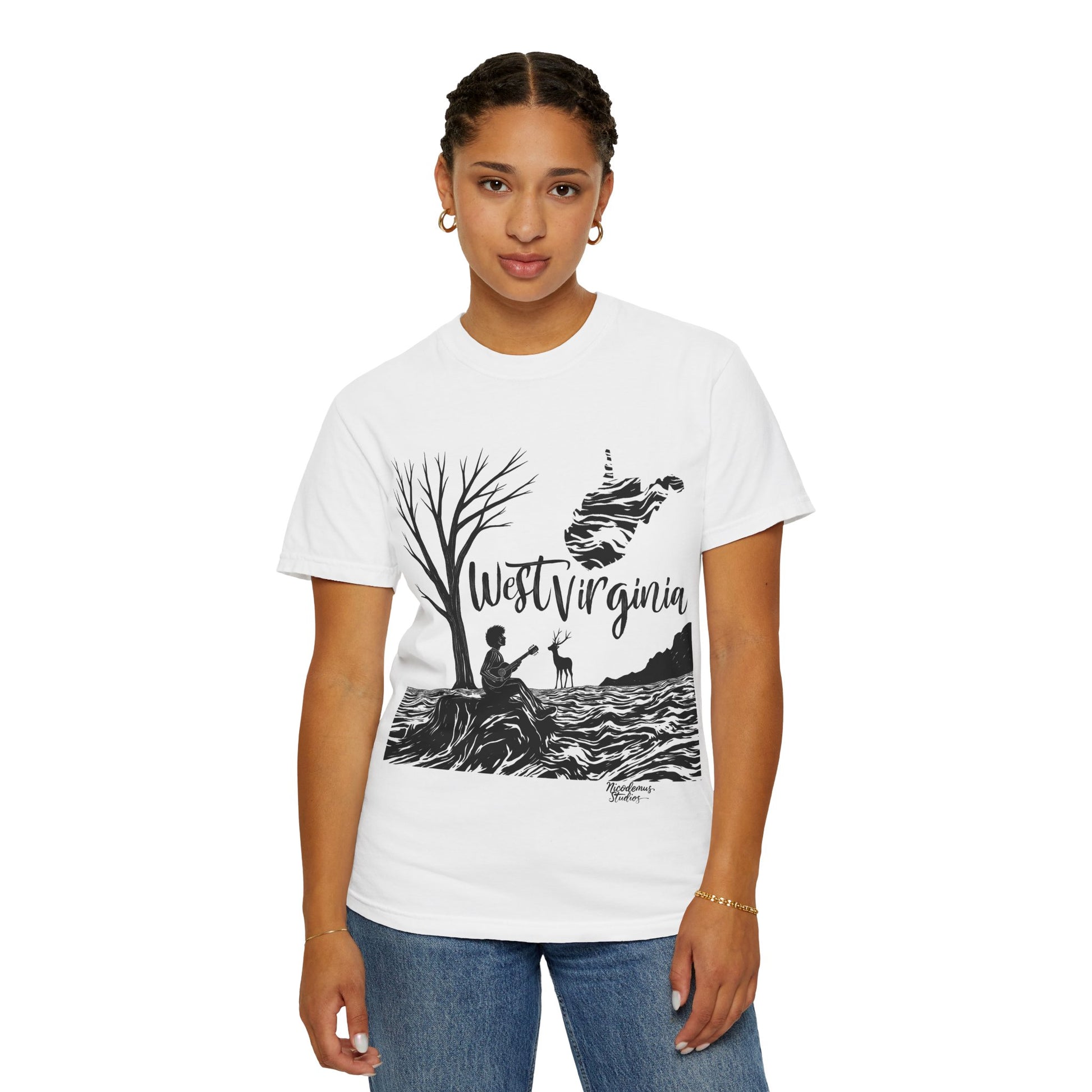 Unisex Garment-Dyed T-shirt | West Virginia Nature Scene-Nicodemus Studios