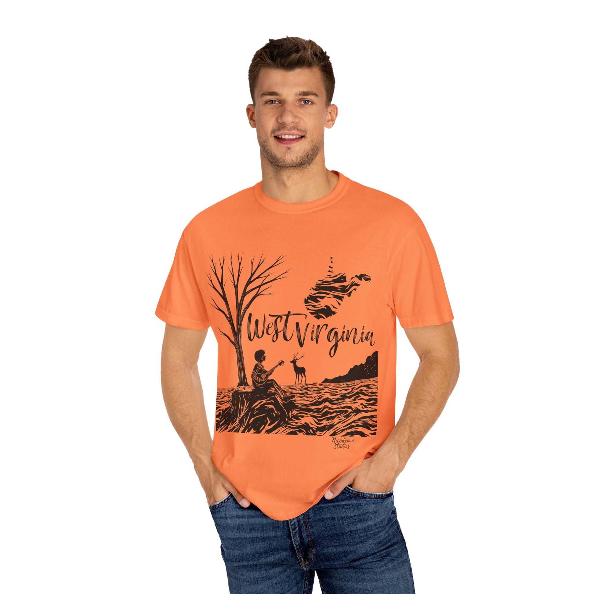 Unisex Garment-Dyed T-shirt | West Virginia Nature Scene-Nicodemus Studios
