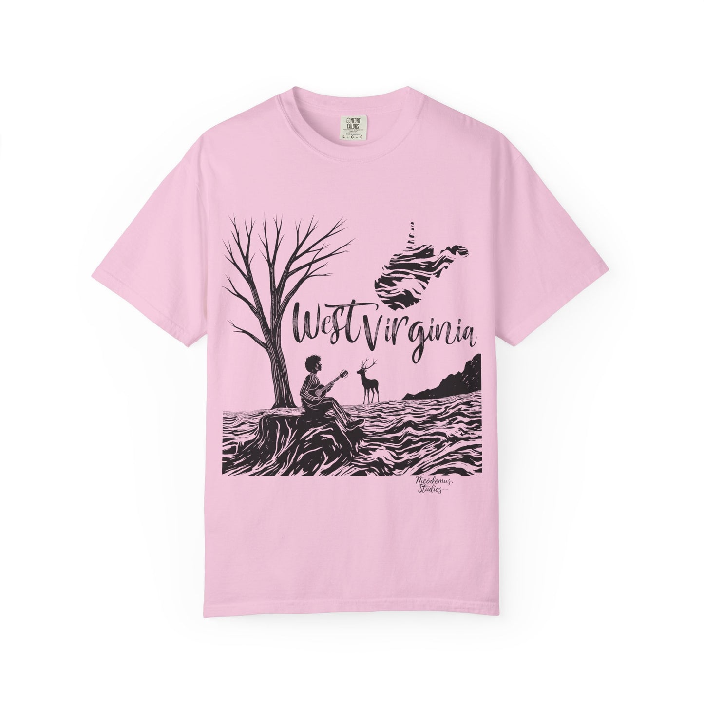 Unisex Garment-Dyed T-shirt | West Virginia Nature Scene-Blossom-S-Nicodemus Studios