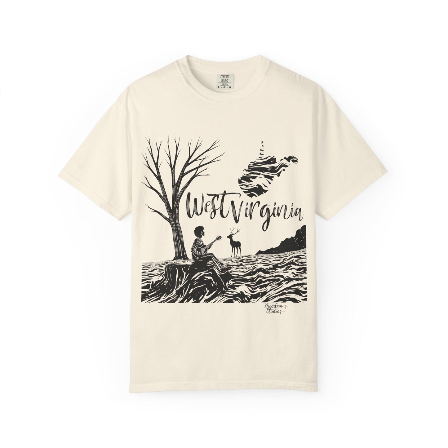 Unisex Garment-Dyed T-shirt | West Virginia Nature Scene-Ivory-S-Nicodemus Studios