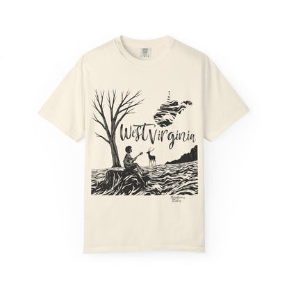 Unisex Garment-Dyed T-shirt | West Virginia Nature Scene-Ivory-S-Nicodemus Studios