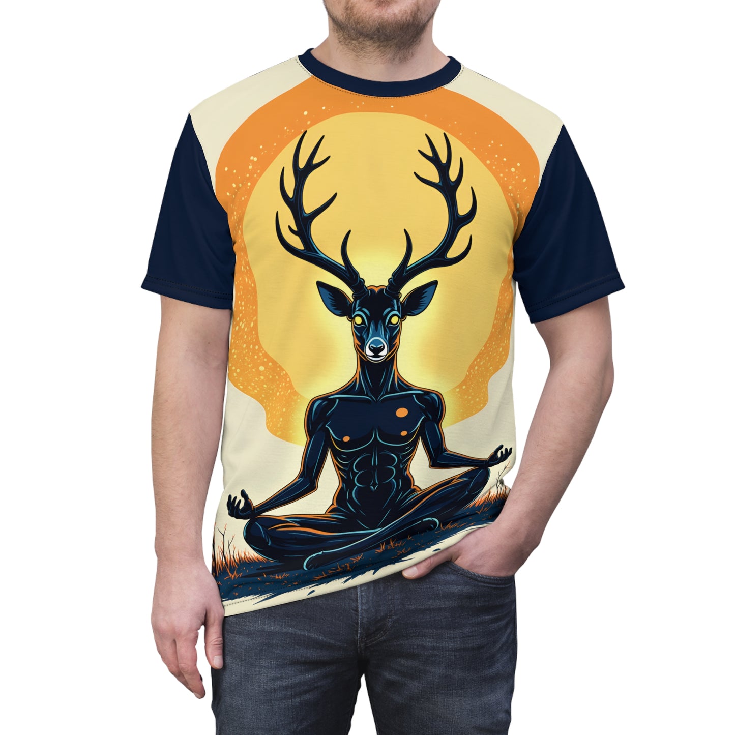 Unisex Graphic Tee Shirt | "Lunar Buck" by Nicodemus Studios-Black stitching-6 oz.-S-Nicodemus Studios
