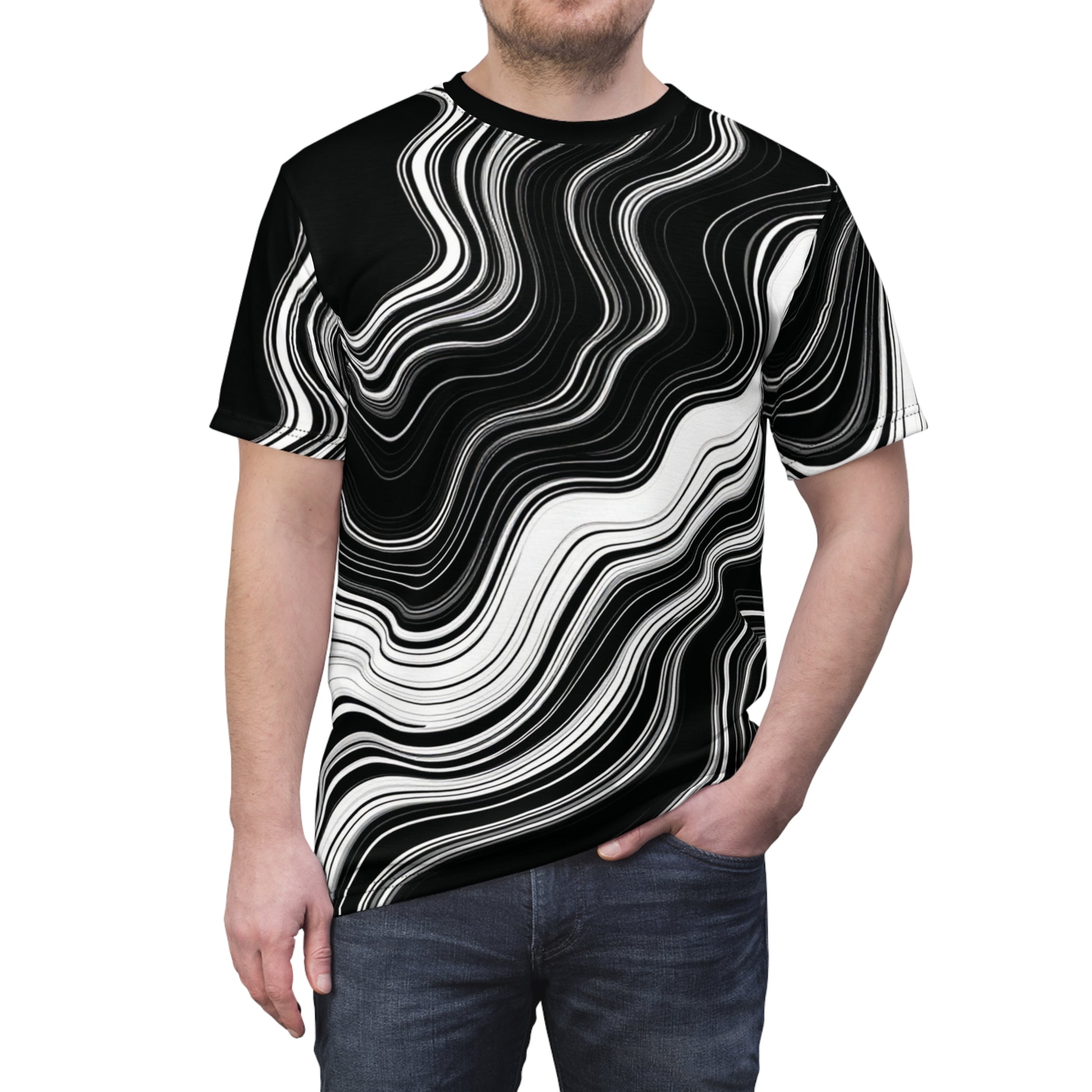 Unisex Graphic Tee Shirt | "Modern Stone"-Black stitching-6 oz.-S-Nicodemus Studios
