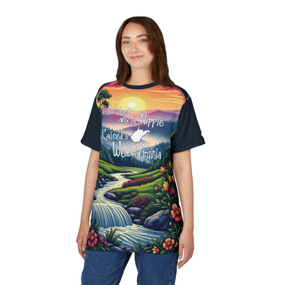 Unisex Graphic Tee Shirt | "Not Just Any Ol' Hippie West Virginia" by Nicodemus Studios-Nicodemus Studios