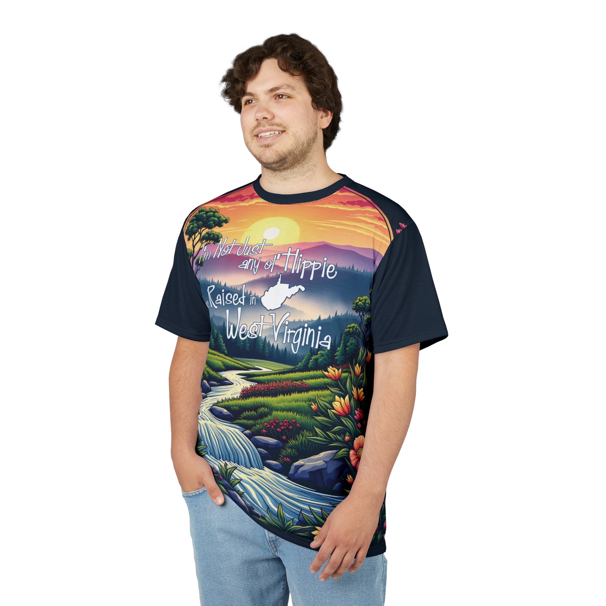 Unisex Graphic Tee Shirt | "Not Just Any Ol' Hippie West Virginia" by Nicodemus Studios-Nicodemus Studios