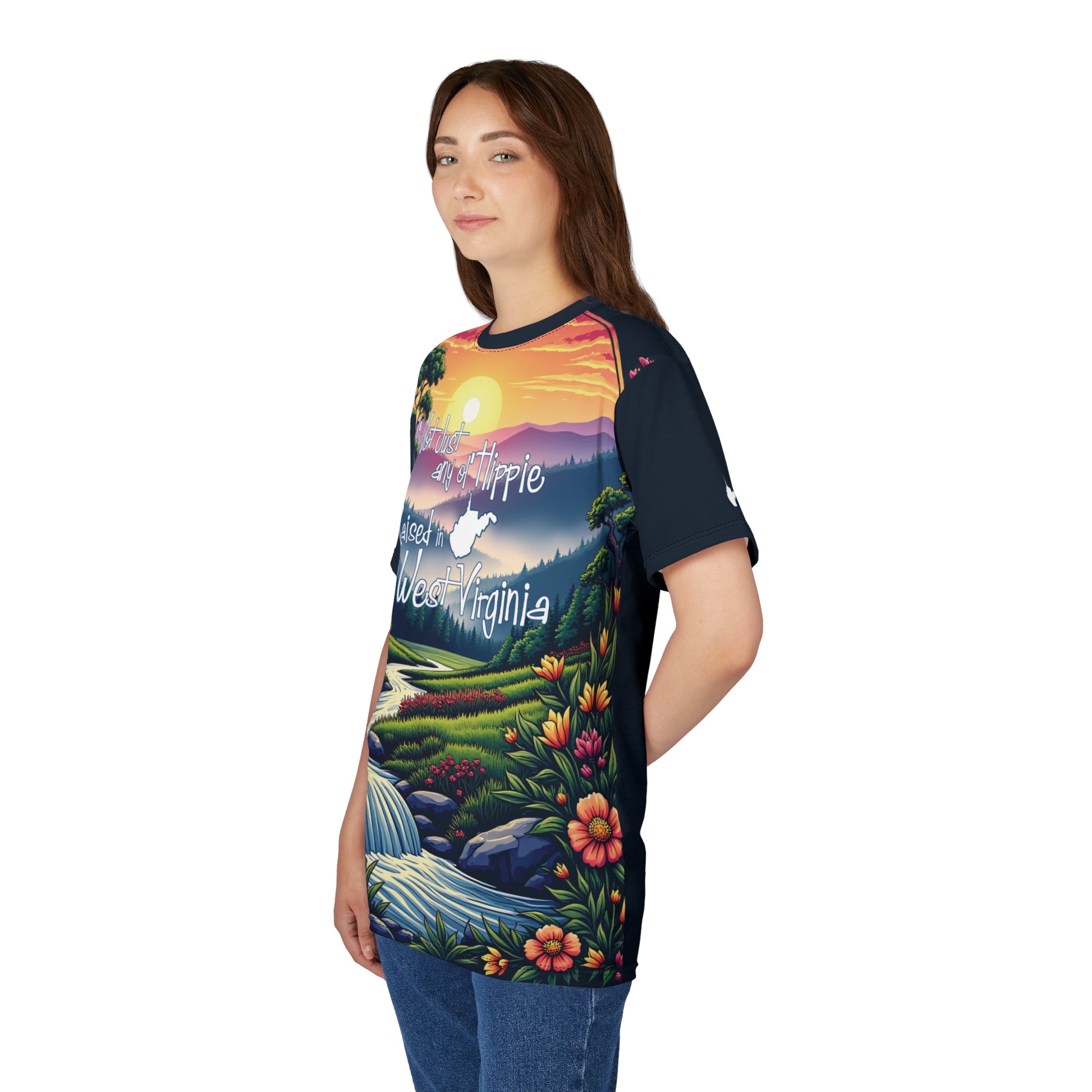 Unisex Graphic Tee Shirt | "Not Just Any Ol' Hippie West Virginia" by Nicodemus Studios-Nicodemus Studios