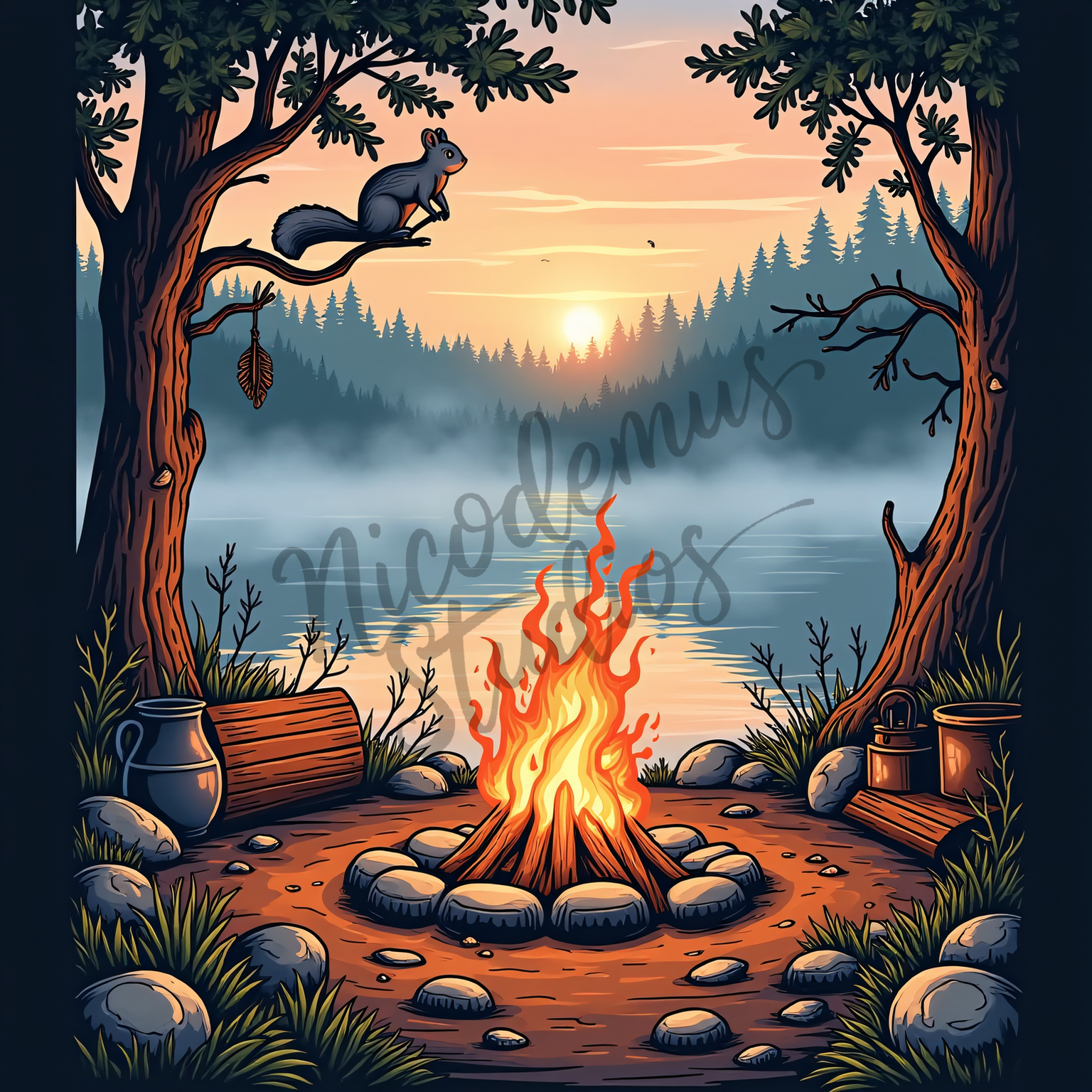 Unisex Graphic Tee Shirt | "Stories Burn Brighter Around a West Virginia Fire" by Nicodemus Studios-Nicodemus Studios