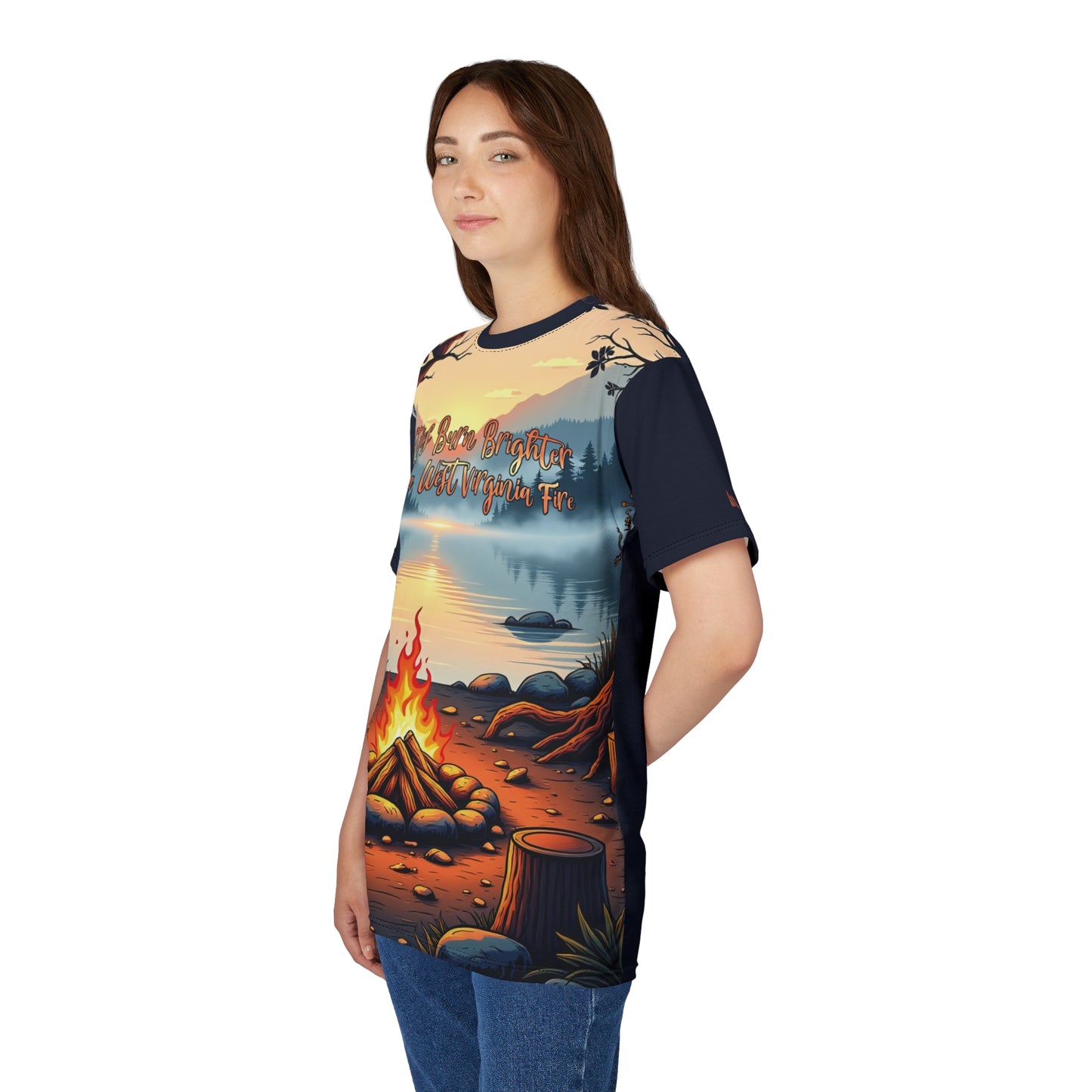 Unisex Graphic Tee Shirt | "Stories Burn Brighter Around a West Virginia Fire" by Nicodemus Studios-Nicodemus Studios