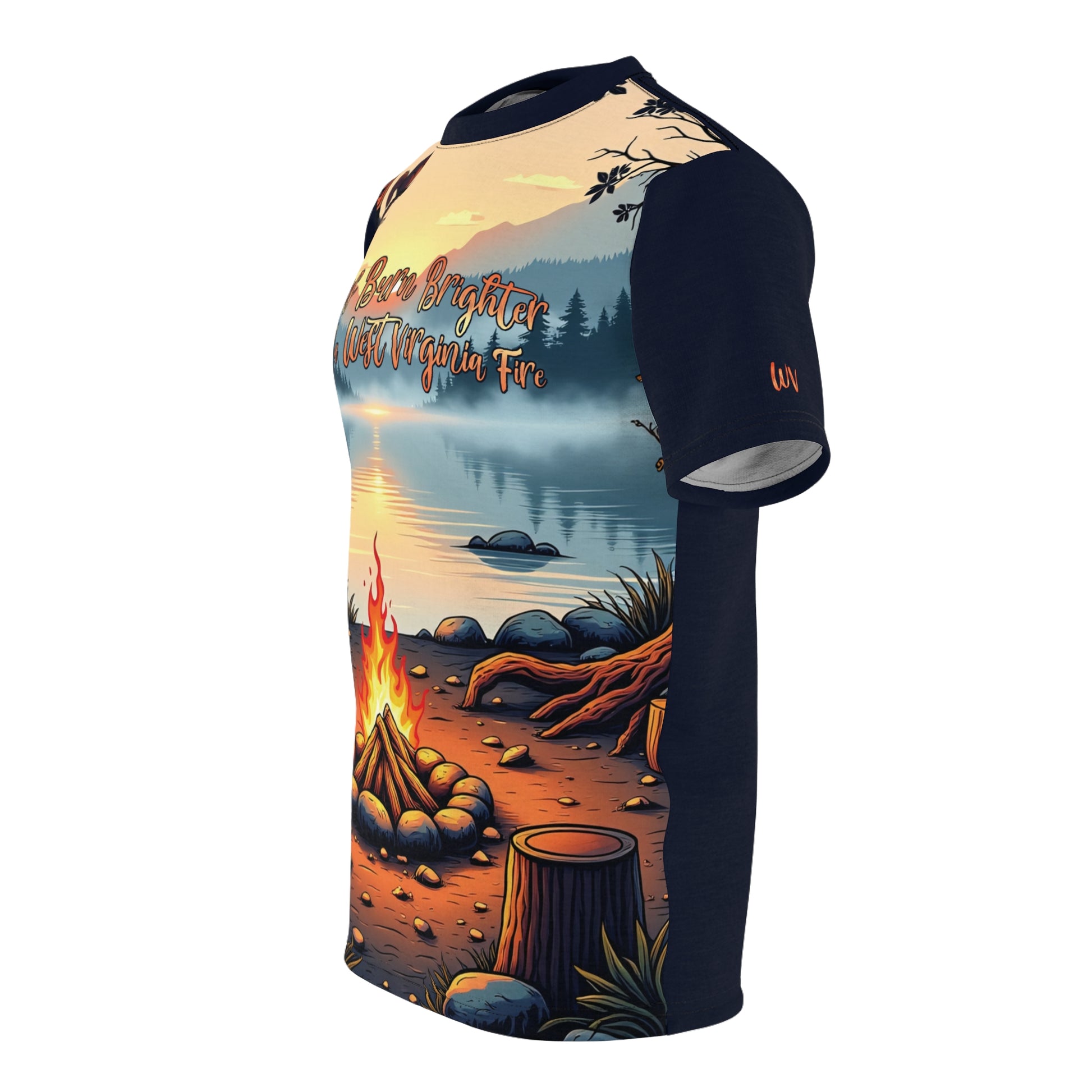 Unisex Graphic Tee Shirt | "Stories Burn Brighter Around a West Virginia Fire" by Nicodemus Studios-Nicodemus Studios