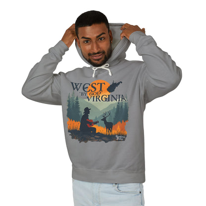 Unisex Lightweight Hooded Sweatshirt | "West By God Virginia" by Nicodemus Studios-Nicodemus Studios