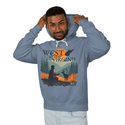 Unisex Lightweight Hooded Sweatshirt | "West By God Virginia" by Nicodemus Studios-Nicodemus Studios