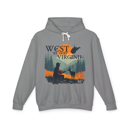 Unisex Lightweight Hooded Sweatshirt | "West By God Virginia" by Nicodemus Studios-S-Grey-Nicodemus Studios