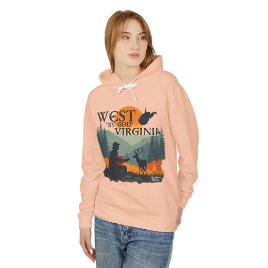 Unisex Lightweight Hooded Sweatshirt | "West By God Virginia" by Nicodemus Studios-S-Peachy-Nicodemus Studios
