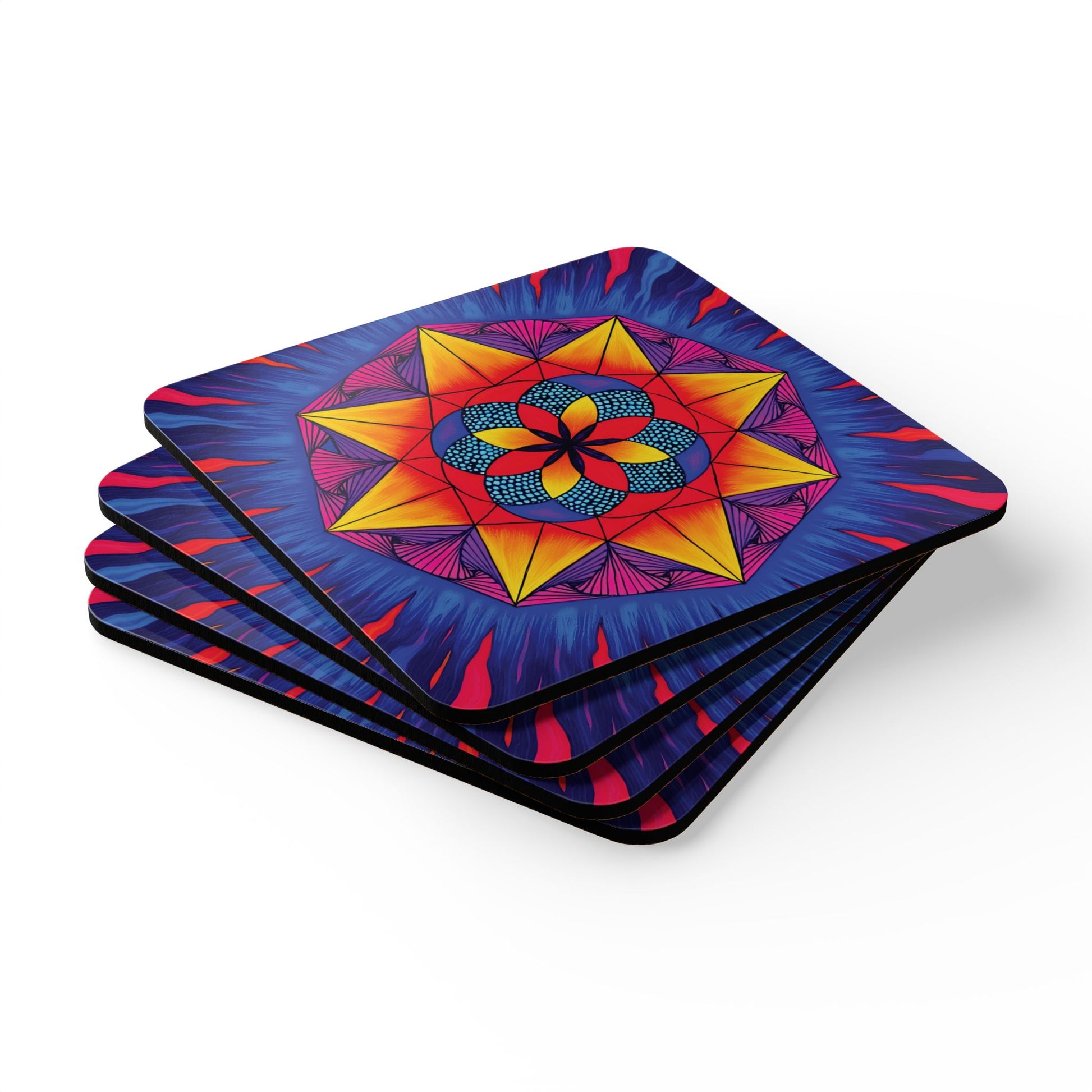 Vibrant Cork Coaster Set | Mandala "Life from Estar"-Nicodemus Studios