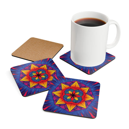 Vibrant Cork Coaster Set | Mandala "Life from Estar"-Nicodemus Studios