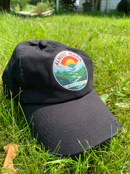 Vintage Dad Style Hat | "Almost Heaven West Virginia"-Black-One size-Nicodemus Studios