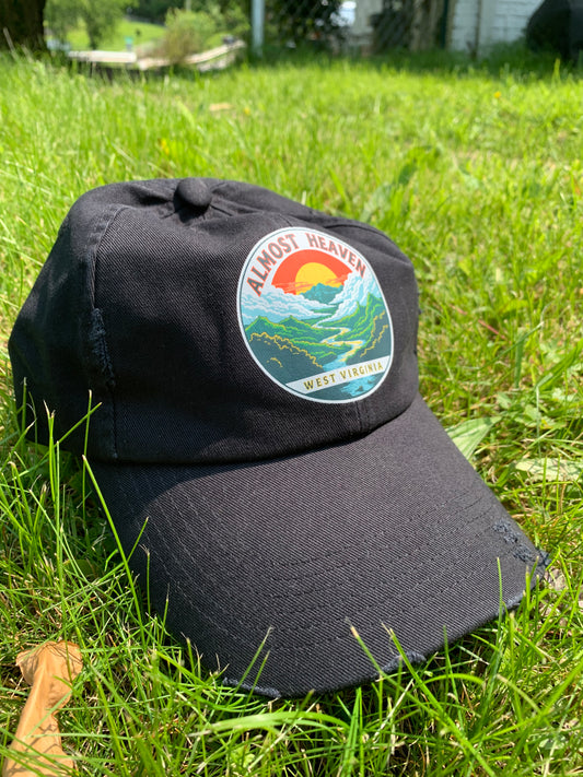 Vintage Dad Style Hat | "Almost Heaven West Virginia"-Black-One size-Nicodemus Studios