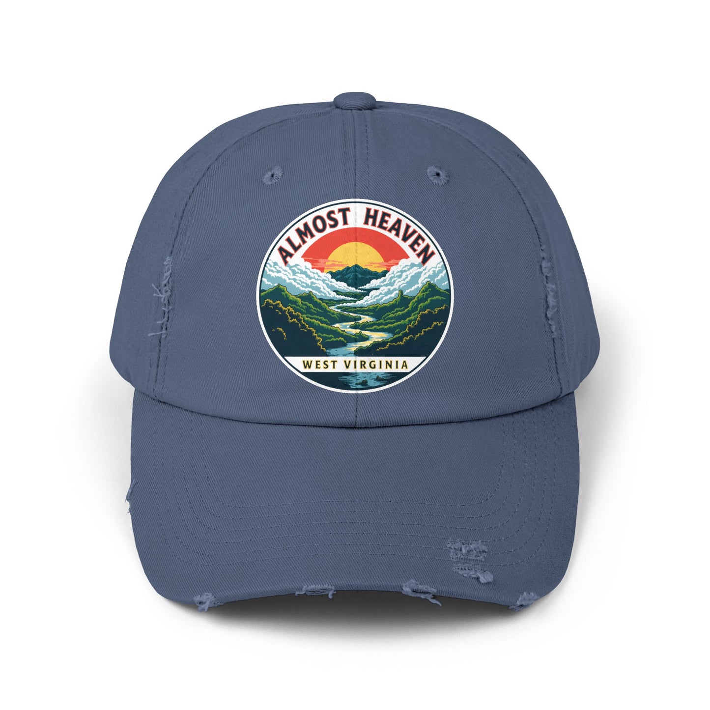 Vintage Dad Style Hat | "Almost Heaven West Virginia"-Scotland Blue-One size-Nicodemus Studios