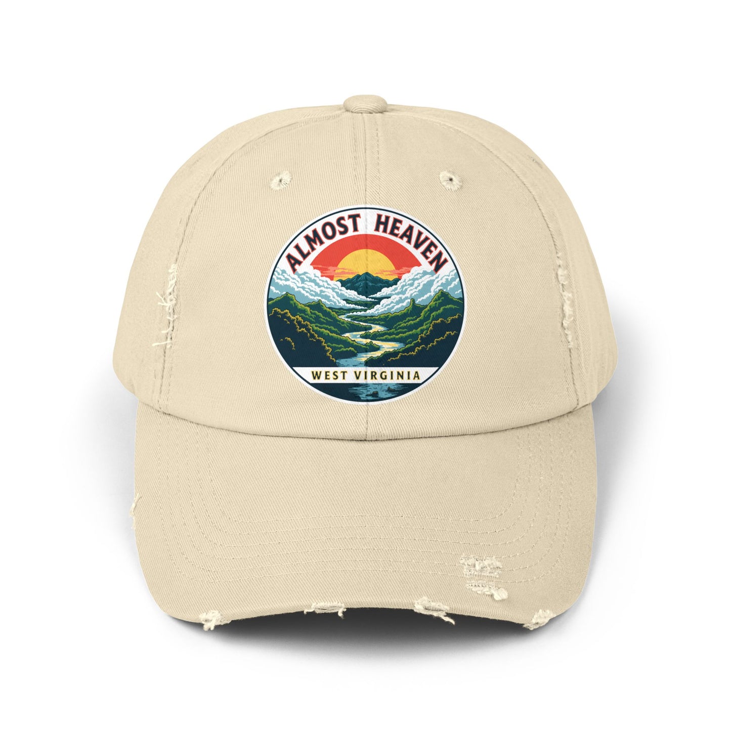 Vintage Dad Style Hat | "Almost Heaven West Virginia"-Stone-One size-Nicodemus Studios