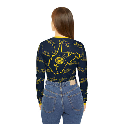 West Virginia Dandelion Design Long Sleeve V-neck Shirt for Women-Nicodemus Studios