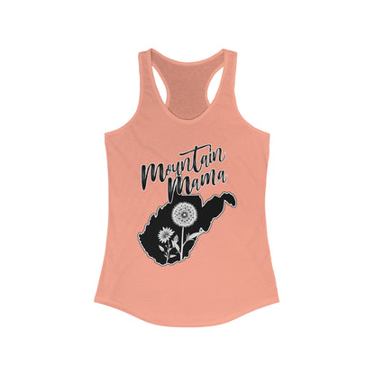 Women's Racerback Tank | Mountain Momma Dandelion-S-Solid Light Orange-Nicodemus Studios