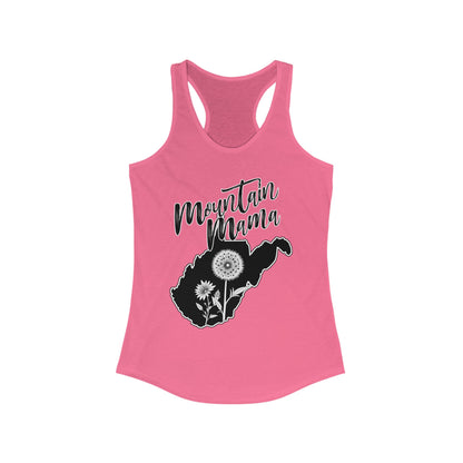 Women's Racerback Tank | Mountain Momma Dandelion-XS-Solid Hot Pink-Nicodemus Studios