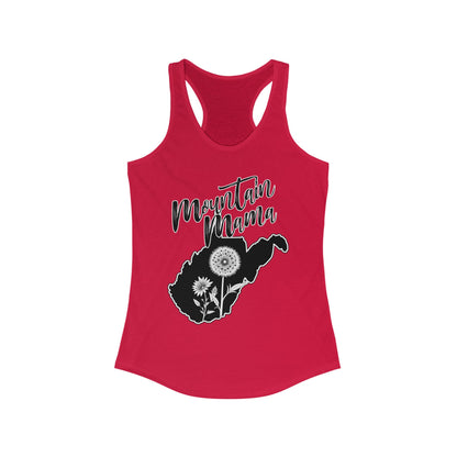 Women's Racerback Tank | Mountain Momma Dandelion-XS-Solid Red-Nicodemus Studios