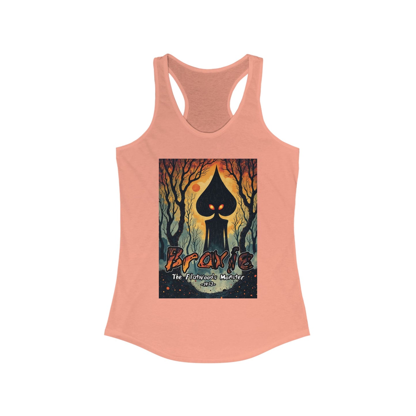 Women's Racerback Tank Top | Braxie The Flatwoods Monster-S-Solid Light Orange-Nicodemus Studios
