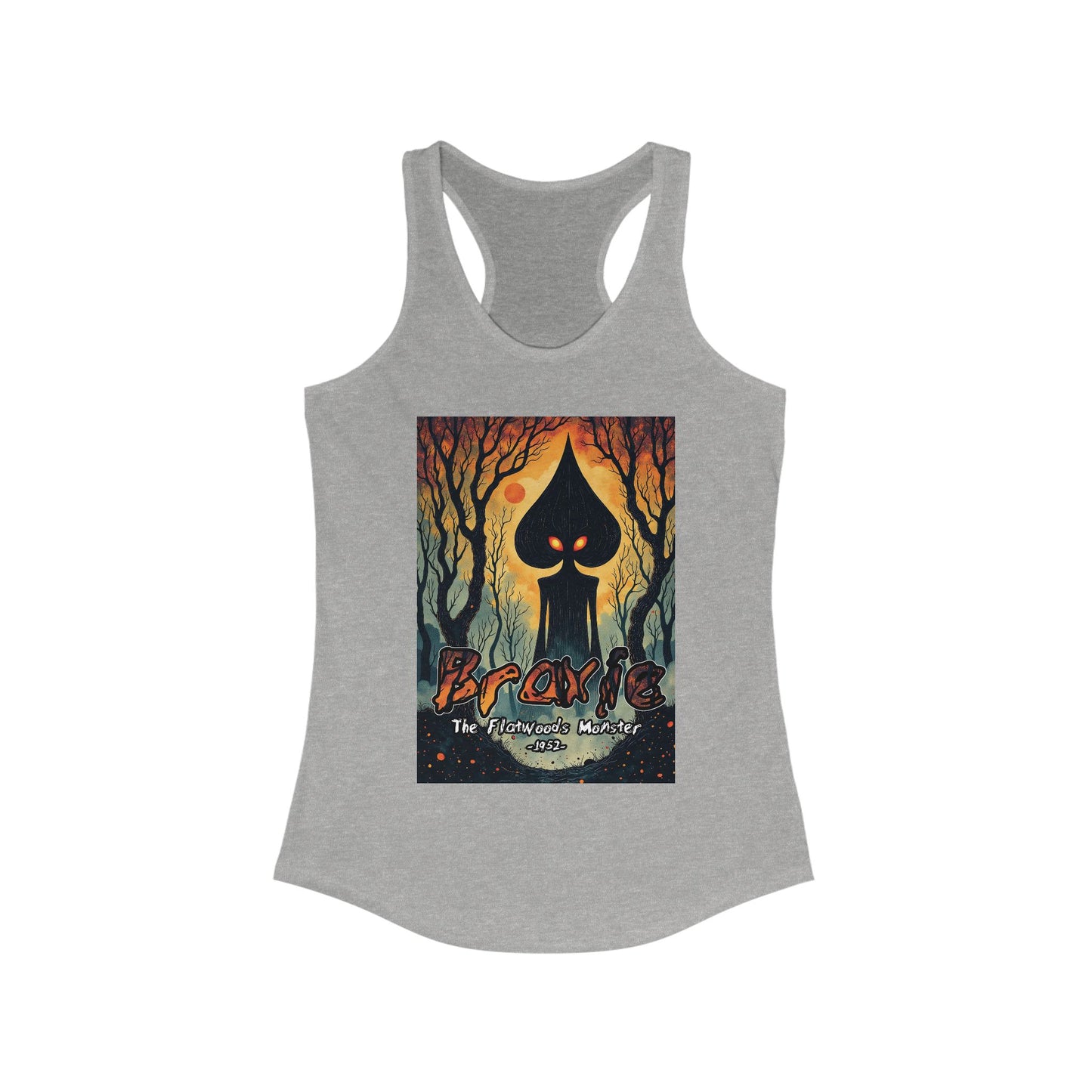 Women's Racerback Tank Top | Braxie The Flatwoods Monster-XS-Heather Grey-Nicodemus Studios