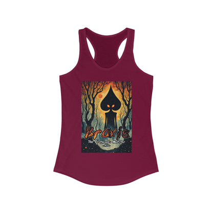Women's Racerback Tank Top | Braxie The Flatwoods Monster-XS-Solid Cardinal Red-Nicodemus Studios