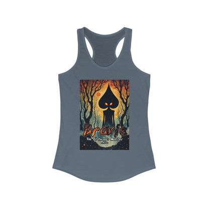 Women's Racerback Tank Top | Braxie The Flatwoods Monster-XS-Solid Indigo-Nicodemus Studios