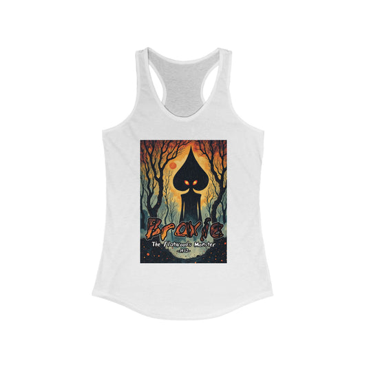 Women's Racerback Tank Top | Braxie The Flatwoods Monster-XS-Solid White-Nicodemus Studios