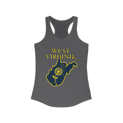 Women's Racerback Tank | West Virginia Dandelion Design-S-Solid Dark Gray-Nicodemus Studios