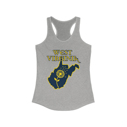 Women's Racerback Tank | West Virginia Dandelion Design-XS-Heather Grey-Nicodemus Studios