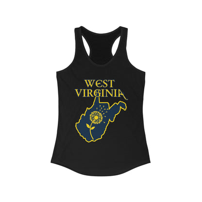 Women's Racerback Tank | West Virginia Dandelion Design-XS-Solid Black-Nicodemus Studios