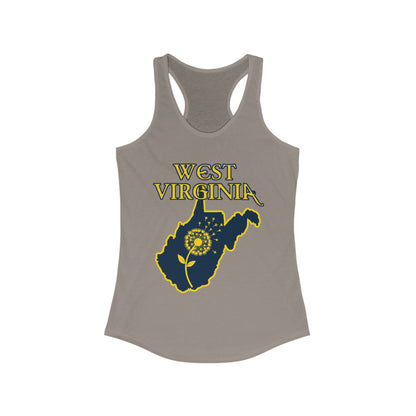 Women's Racerback Tank | West Virginia Dandelion Design-XS-Solid Warm Gray-Nicodemus Studios