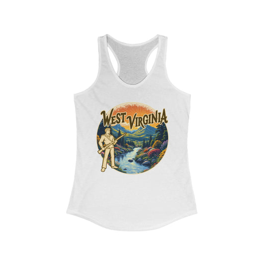 Women's Racerback Tank | West Virginia Vintage Mountaineer-XS-Solid White-Nicodemus Studios