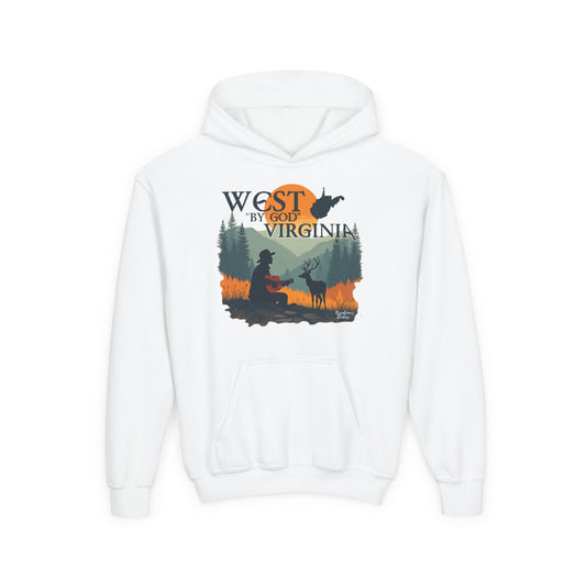 Youth Cozy Hoodie | "West By God Virginia" by Nicodemus Studios-S-White-Nicodemus Studios