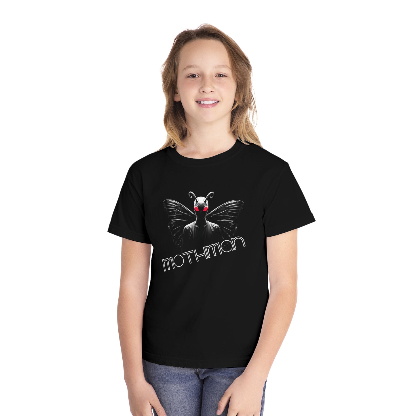 Youth Graphic Tee | Mothman-Black-XS-Nicodemus Studios